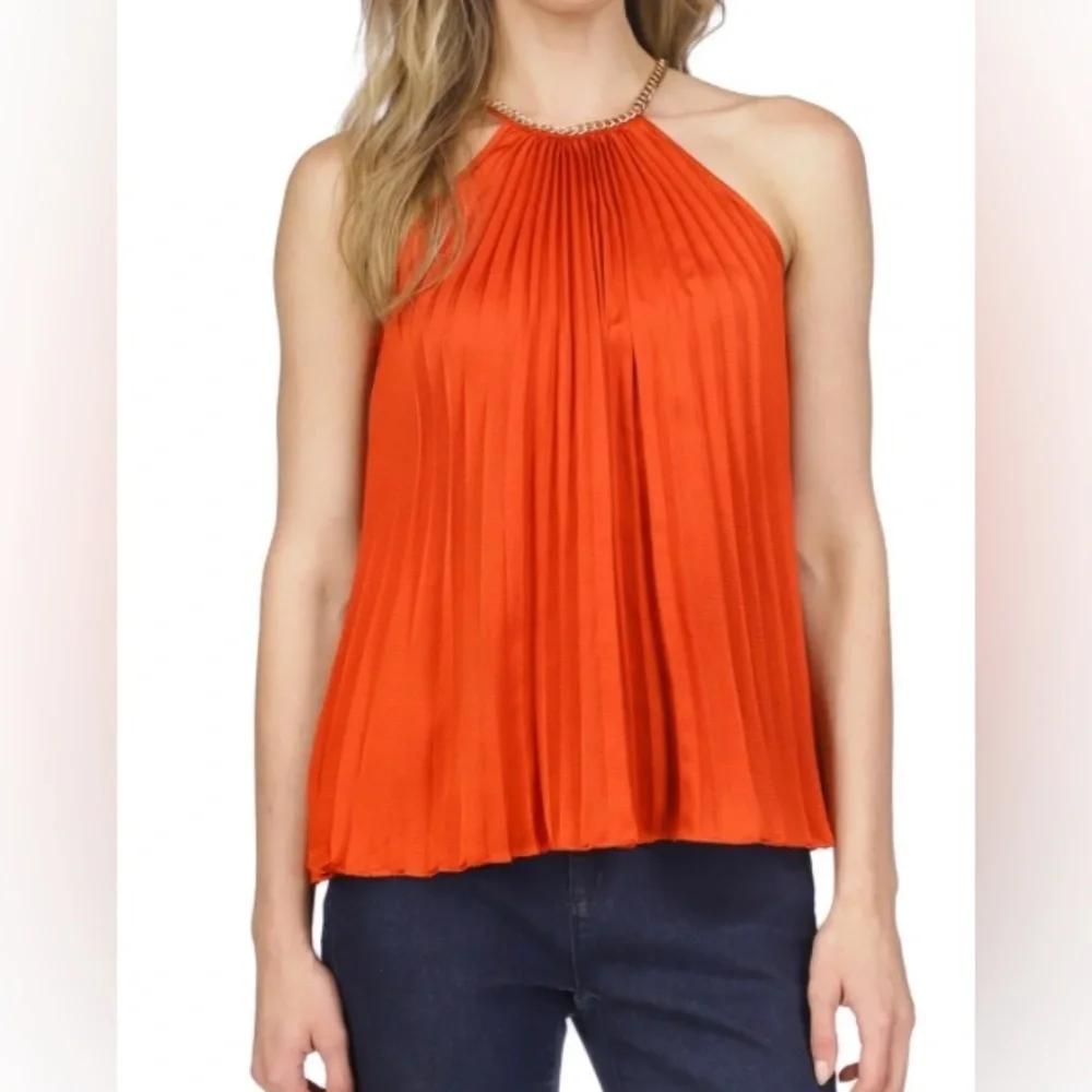 Elegant Orange Sleeveless Dress